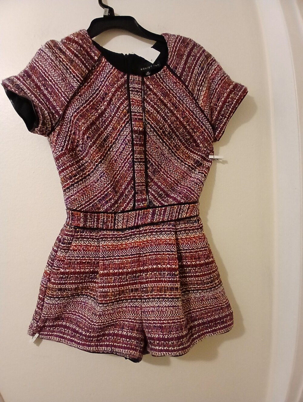 Textured Multicolor Short-Sleeve Fit & Flare Romper - Pink Multi - Picture 2 of 4